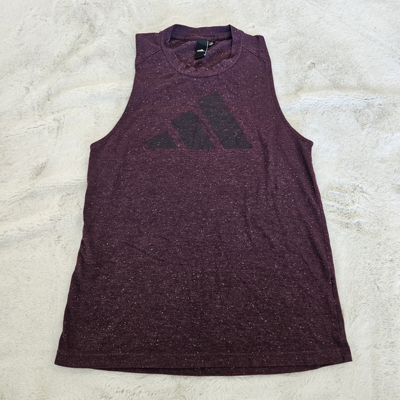 adidas Tops - adidas Maroon Sleeveless Muscle Tank with Black Logo